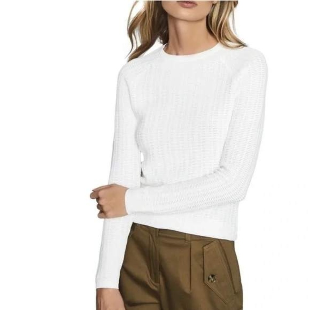 REISS White Iona Textured Knit Crew Neck‎ Sweater - Small